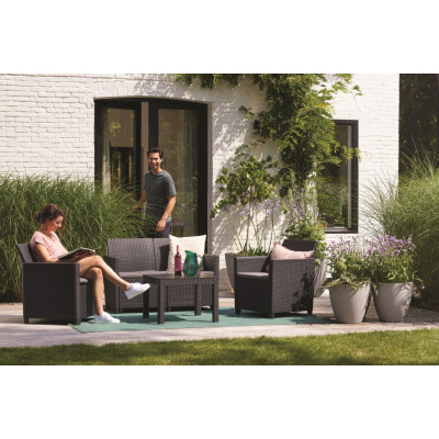 Keter Zahradní set Claire 2, grafit, 2 křesla, 1 pohovka, 1 stůl 